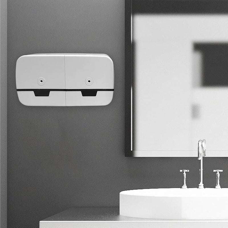 موزع مناشف ورقية بيضاء مثبت على الحائط مع آلية قفل ونافذة بصرية للحمام والمطبخ - Image 5